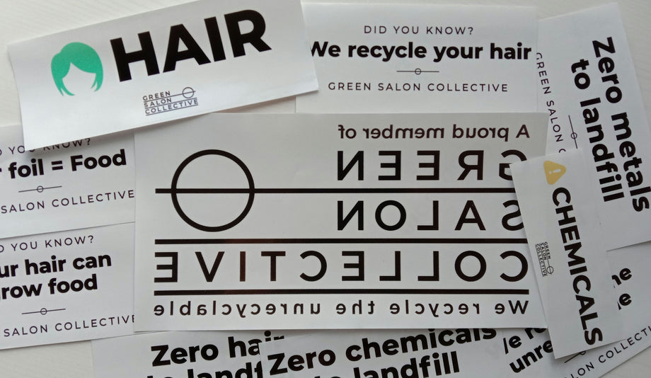 mirror stickers with green messages for clients